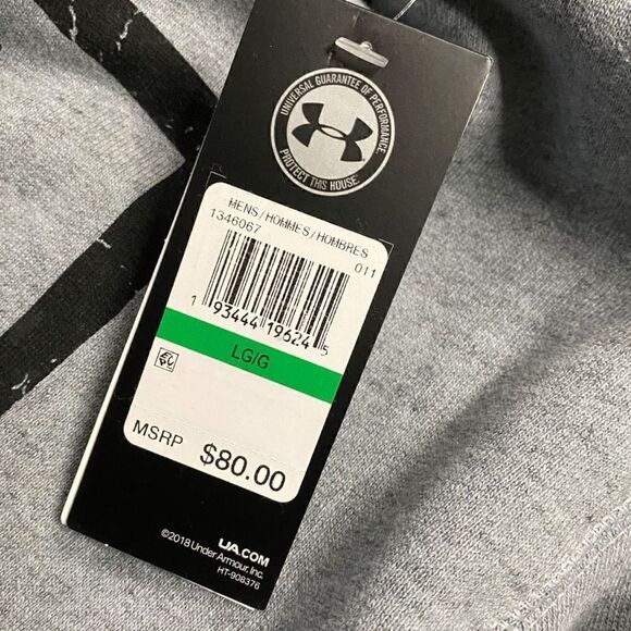 UNDER ARMOUR Project Rock Warm-Up Hoodie 1346067-011 Gray Black size L (a) New - Picture 11 of 13